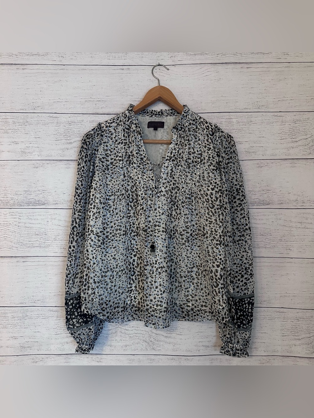 HALE BOB Tie Front Printed Blouse.